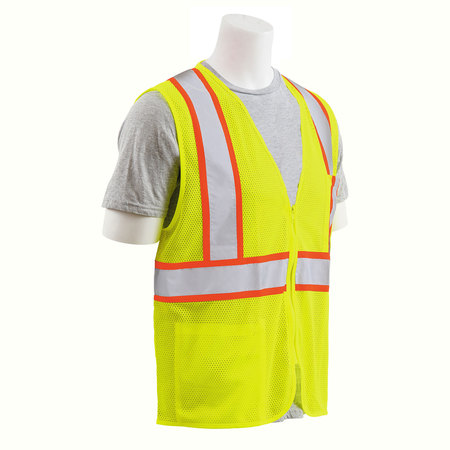 Erb Safety Safety Vest, Flame Retardant Treated, Class 2, S195C, Hi-Viz Lime, 2XL 64723